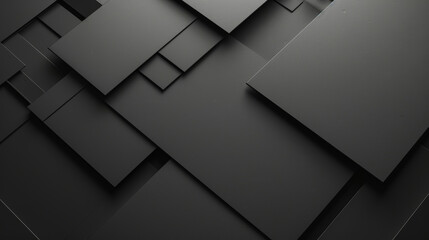 Black tech background, with a geometric 3D structure. Clean, minimal design with simple futuristic forms. 3D render