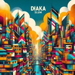 Pattern Illustration Design of Dhaka Slum - obrazy, fototapety, plakaty