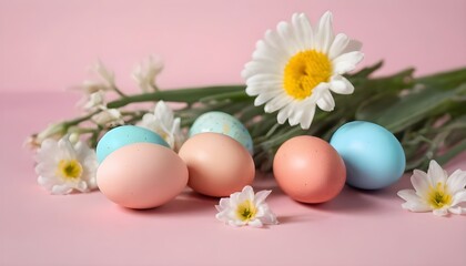 Fototapeta na wymiar Delicately-Colored-Easter-Eggs-And-Delicate-Spring- 2