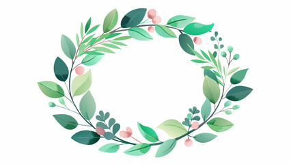 Beautiful Watercolor Vector Wreath Featuring Green Eucalyptus Leaves A Botanical Delight