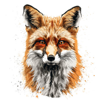 Portrait of a red fox. Vector illustration of a wild animal.