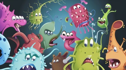 Cartoon bacteria trying to steal a toothbrush ::3 cartoon ::3 --no text, titles --ar 16:9 --quality 0.5 --stylize 0 Job ID: 6a31a75d-4c7c-439d-adc5-3bb4125995a2