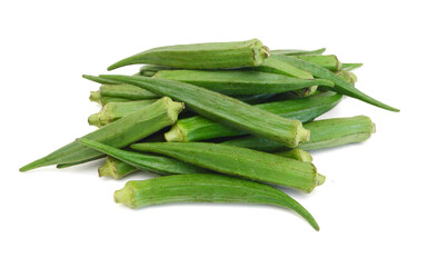 Fresh okra isolated on a white background