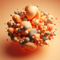 A captivating 3D illustration showcasing fluid elements in motion. The vibrant colors and surreal shapes create a visual symphony, embodying the essence of modern graphic design.