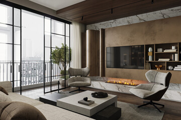 A large spacious living room in a modern style.