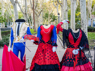 Typical Spanish costumes for tourist photography, Madrid, Spain.