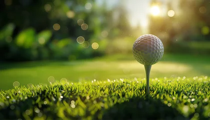 Rollo White Golf ball on green course to be shot on blurred beautiful landscape of golf course in sunset day time with copy space. Sport, Recreation, Relax in holiday concept © StellaPattaya