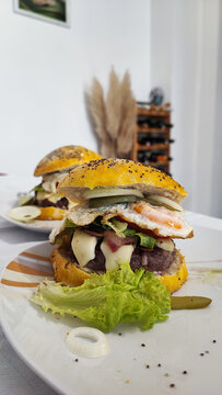 Two delicious homemade burgers.