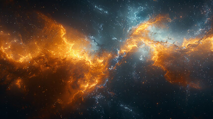 Fototapeta premium Celestial Twilight: Hyper-Realistic Night Sky, Fire in Space
