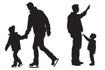 Professional female ice skater silhouette Vector white background