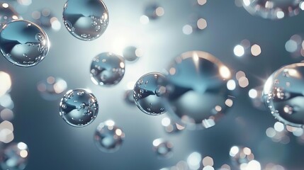 Abstract 3D render of sleek metallic spheres floating in ethereal space, futuristic orbs concept - obrazy, fototapety, plakaty