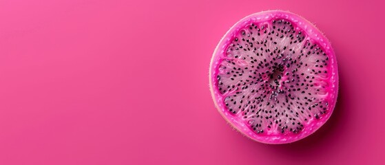   Half grapefruit on pink background with bite taken from one half