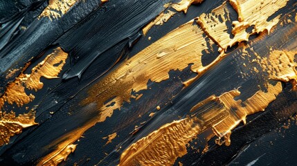 Obraz premium Abstract artistic background with golden brushstrokes and textured oil painting, modern art