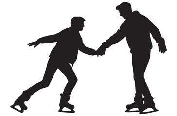 Ice skating silhouette vector bundle black silhouette