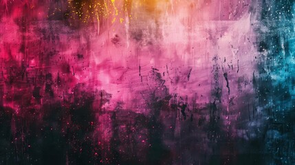 Abstract Colorful Noisy Grungy Background with Spray Texture and Neon Glow Effect