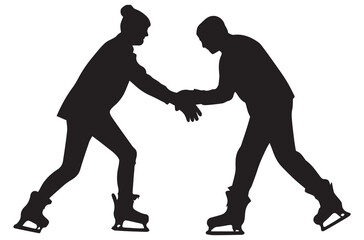 Professional ice skater silhouette isolated on white background