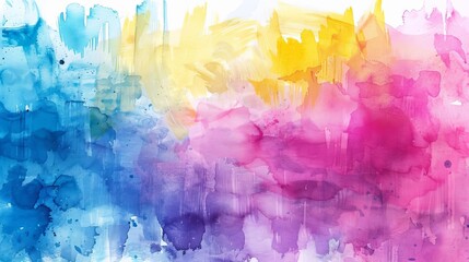 Abstract colorful watercolor texture, hand-drawn paint strokes background