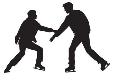 Professional ice skater silhouette isolated on white background