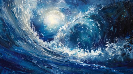 on Blue Ocean Wave  - obrazy, fototapety, plakaty