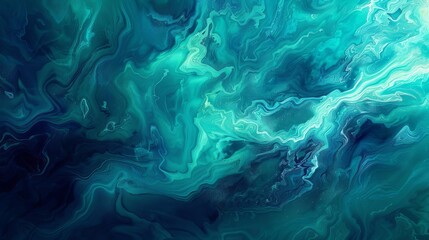 Fototapeta na wymiar Abstract fluid art background with vibrant teal, blue, and green gradient paint swirls and grunge texture, digital illustration