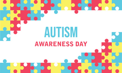 World autism awareness day background design template. World autism day colorful puzzle vector banner. Symbol of autism. autism Health care Medical flat background of April 02 celebration. 
