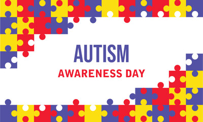 World autism awareness day background design template. World autism day colorful puzzle vector banner. Symbol of autism. autism Health care Medical flat background of April 02 celebration. 