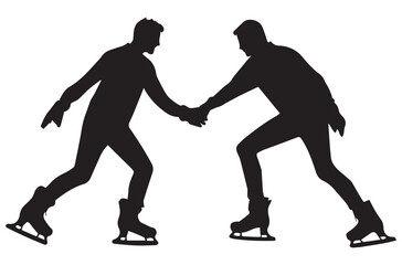 Professional ice skater silhouette isolated on white background