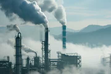 a smoking, dangerous factory that releases a lot of greenhouse gases into the environment, generative AI