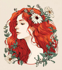 Red-Haired Woman with Flowers  Arthenia Logo