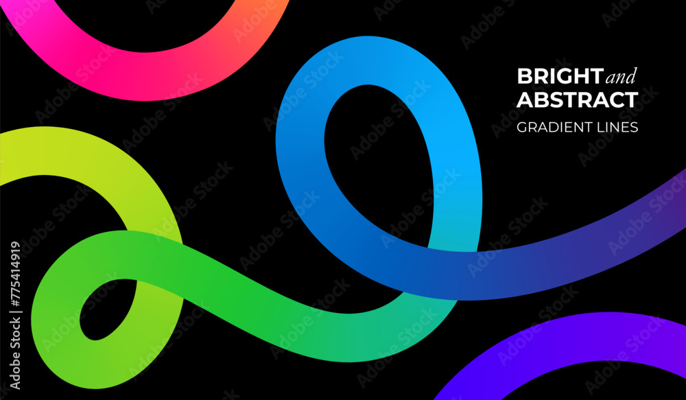 Leinwandbilder Color Waves with Rainbow Gradient. Abstract Modern Shapes. Vector Background with Color Dynamic Ribbon. Flowing Spiral Strokes. Colorful Line Art.