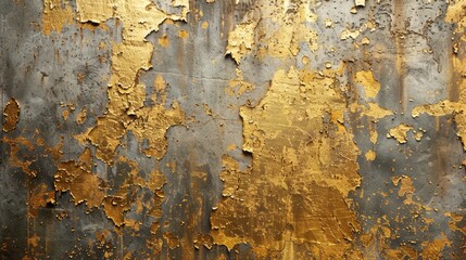 gold messy wall stucco texture background. Decorative golden wall texture.