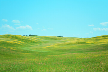 Obraz premium the landscape of a vast meadow for computer wallpaper, or the texture of the view outside the window for visualization, generative AI