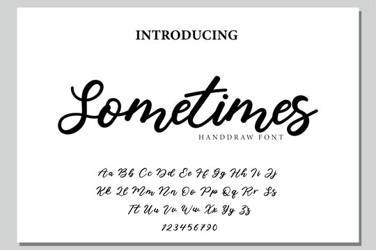 Sometimes Font Stylish brush painted an uppercase vector letters, alphabet, typeface