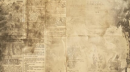 Aged, worn newspaper texture background, vintage grunge paper surface, old news print pattern - obrazy, fototapety, plakaty