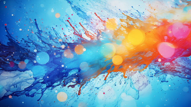 Dynamic Blue and Orange Paint Splatter Background
