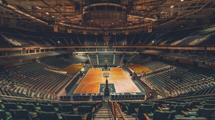 Empty basketball arena, stadium. - obrazy, fototapety, plakaty