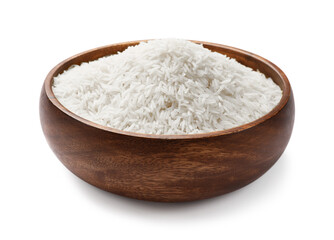 Fototapeta na wymiar Raw basmati rice in bowl isolated on white