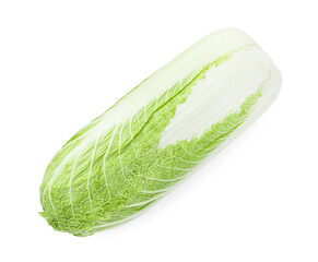 Fresh ripe Chinese cabbage isolated on white, top view