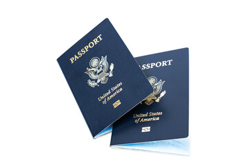 American US Citizen Passport isolated on white background.