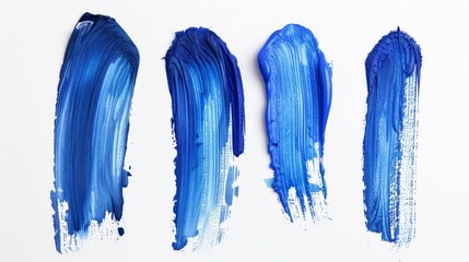 Blue Watercolor Paint Brush Strokes Isolated on White