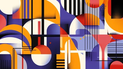 Bold Geometric Abstract Composition with Vivid Colors and Clean Lines, Modern Vector Illustration