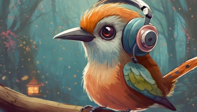 Generated image of a bird wearing headset