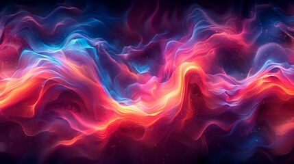 Fototapeta premium A red, blue, and pink smoke image against a starry space backdrop is a stunning computer-generated artwork that captures the beauty of nature and technology