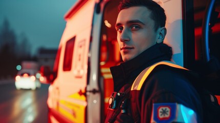 Portrait of a male rescue personnel staff