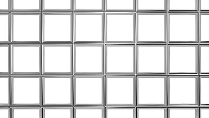 Glossy metal prison bars with square cells. 3D rendering.