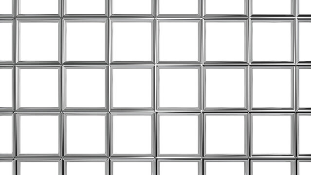 Glossy metal prison bars with square cells. 3D rendering.
