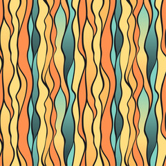 Abstract Gradient Squiggles Bold colors Vector Seamless Pattern