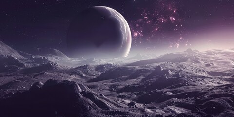 Obraz na płótnie Canvas huge planet against the sky space Generative AI