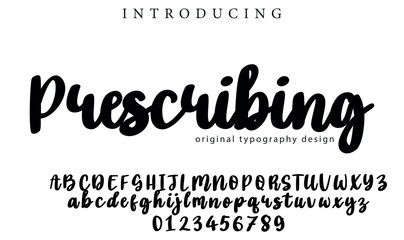 Prescribing Font Stylish brush painted an uppercase vector letters, alphabet, typeface
