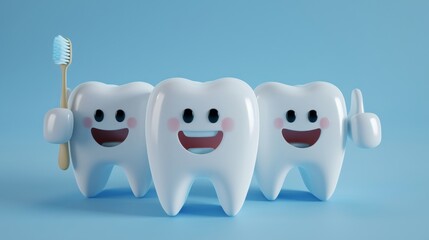 Cute happy cartoon character of tooth.